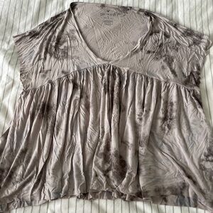 American Eagle Outfitters V-Neck Tie-Dye Blouse - Gray